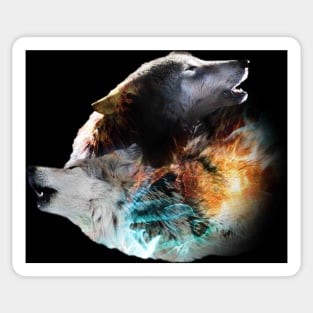 Yin-Yang Wolf, Ice Fire Smoke Wolves Sticker